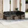  8 részes szürke polyrattan kerti ülőgarnitúra párnákkal