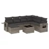  8 részes szürke polyrattan kerti ülőgarnitúra párnákkal