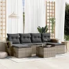  7 részes szürke polyrattan kerti ülőgarnitúra párnákkal