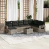  9 részes világosszürke polyrattan kerti ülőgarnitúra párnával