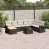  9 részes barna polyrattan kerti ülőgarnitúra párnákkal
