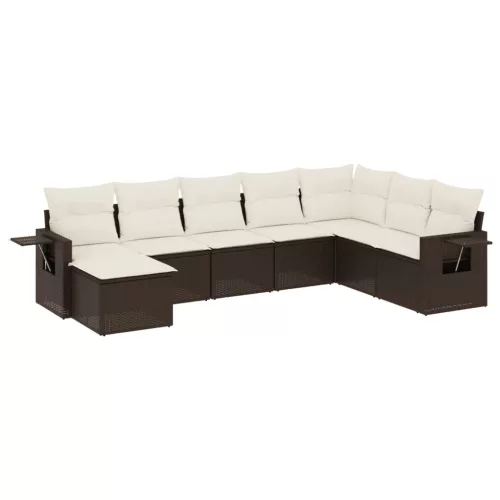  9 részes barna polyrattan kerti ülőgarnitúra párnákkal