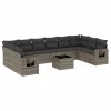  11 részes szürke polyrattan kerti ülőgarnitúra párnákkal
