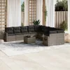  11 részes szürke polyrattan kerti ülőgarnitúra párnákkal