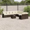  11 részes barna polyrattan kerti ülőgarnitúra párnákkal