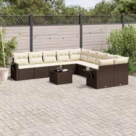    11 részes barna polyrattan kerti ülőgarnitúra párnákkal