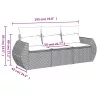  3 részes világosszürke polyrattan kerti ülőgarnitúra párnával