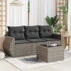  4 részes szürke polyrattan kerti ülőgarnitúra párnákkal