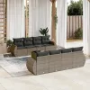  9 részes szürke polyrattan kerti ülőgarnitúra párnákkal