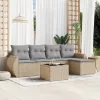 6 részes bézs polyrattan kerti ülőgarnitúra párnával