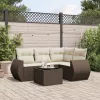  5 részes barna polyrattan kerti ülőgarnitúra párnával