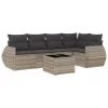  6 részes világosszürke polyrattan kerti ülőgarnitúra párnákkal