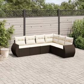  6 részes barna polyrattan kerti ülőgarnitúra párnával