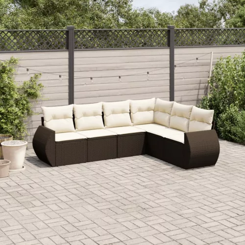  6 részes barna polyrattan kerti ülőgarnitúra párnával