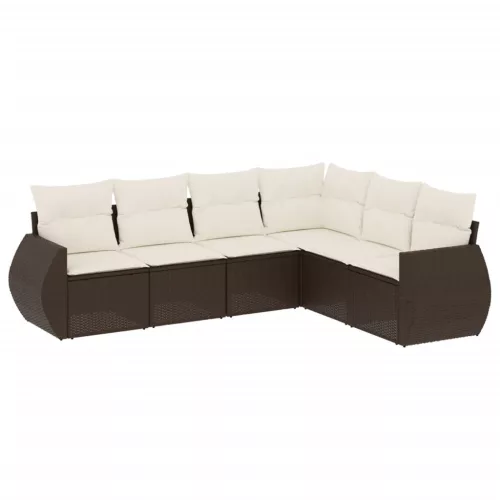  6 részes barna polyrattan kerti ülőgarnitúra párnával