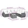  7 részes fekete polyrattan kerti ülőgarnitúra párnával
