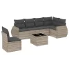  7 részes világosszürke polyrattan kerti ülőgarnitúra párnákkal