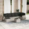  8 részes világosszürke polyrattan kerti ülőgarnitúra párnával