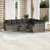  10 részes szürke polyrattan kerti ülőgarnitúra párnákkal