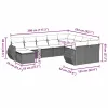  10 részes világosszürke polyrattan kerti ülőgarnitúra párnákkal