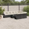  11 részes fekete polyrattan kerti ülőgarnitúra párnákkal
