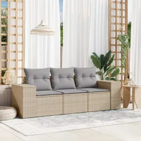    3 részes bézs polyrattan kerti ülőgarnitúra párnákkal