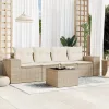  5 részes bézs polyrattan kerti ülőgarnitúra párnákkal