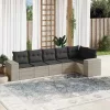  6 részes világosszürke polyrattan kerti ülőgarnitúra párnákkal
