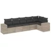  6 részes világosszürke polyrattan kerti ülőgarnitúra párnákkal