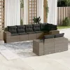  8 részes szürke polyrattan kerti ülőgarnitúra párnákkal