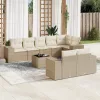 9 részes bézs polyrattan kerti ülőgarnitúra párnákkal