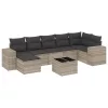  8 részes világosszürke polyrattan kerti ülőgarnitúra párnával