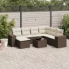  8 részes barna polyrattan kerti ülőgarnitúra párnákkal