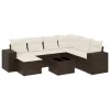  8 részes barna polyrattan kerti ülőgarnitúra párnákkal