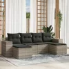  6 részes világosszürke polyrattan kerti ülőgarnitúra párnákkal