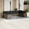  10 részes szürke polyrattan kerti ülőgarnitúra párnákkal