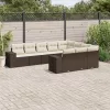  10 részes barna polyrattan kerti ülőgarnitúra párnákkal