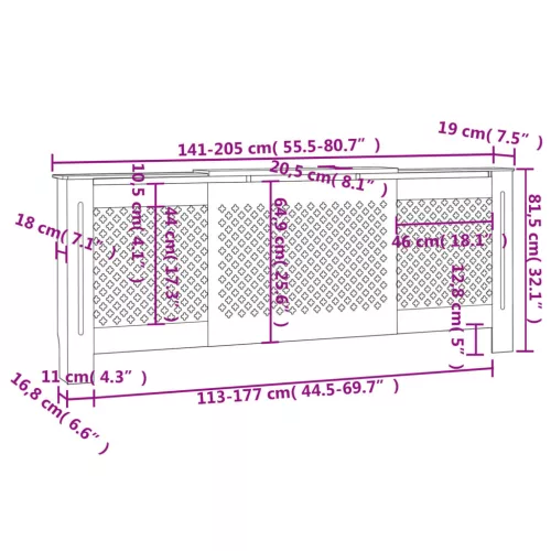 szürke MDF radiátorburkolat 205 cm