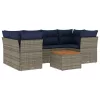  7 részes szürke polyrattan kerti ülőgarnitúra párnákkal