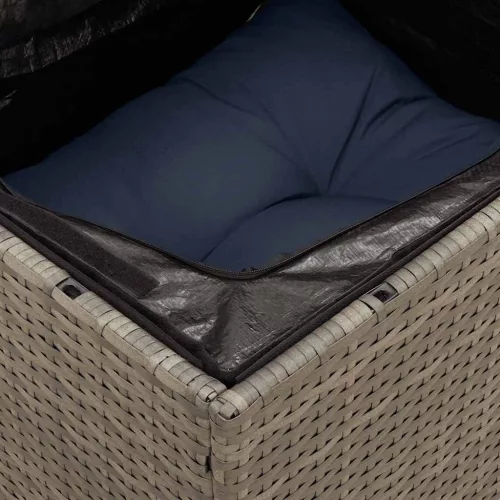  7 részes szürke polyrattan kerti ülőgarnitúra párnákkal