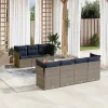  8 részes szürke polyrattan kerti ülőgarnitúra párnával