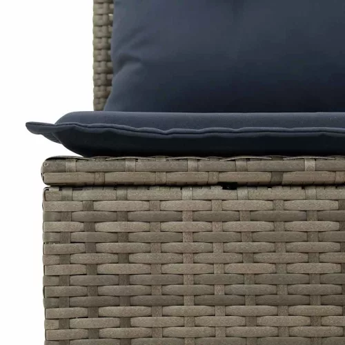  8 részes szürke polyrattan kerti ülőgarnitúra párnával