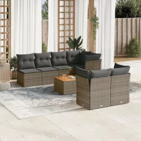    8 részes szürke polyrattan kerti ülőgarnitúra párnákkal