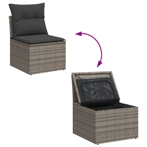  8 részes szürke polyrattan kerti ülőgarnitúra párnákkal