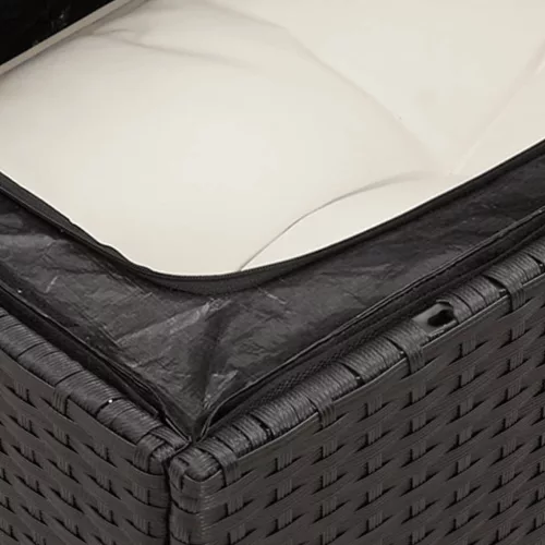  9 részes fekete polyrattan kerti ülőgarnitúra párnákkal