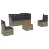 6 részes szürke polyrattan kerti ülőgarnitúra párnákkal