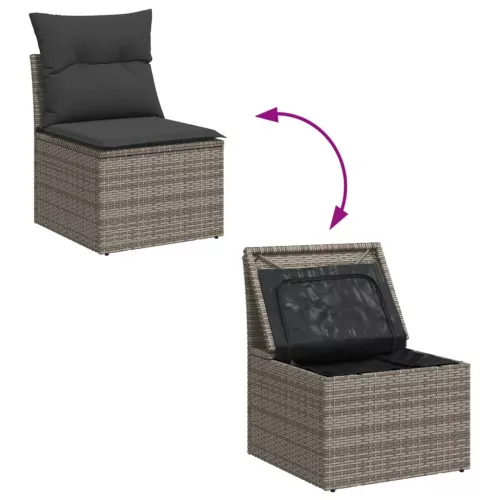  6 részes szürke polyrattan kerti ülőgarnitúra párnákkal