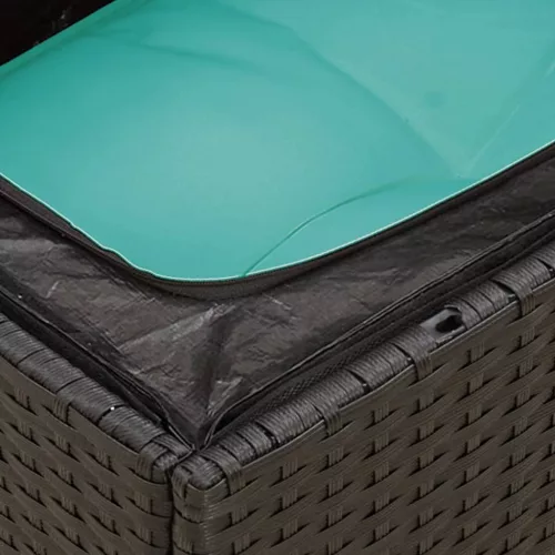  7 részes fekete polyrattan kerti ülőgarnitúra párnákkal