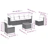  7 részes fekete polyrattan kerti ülőgarnitúra párnákkal