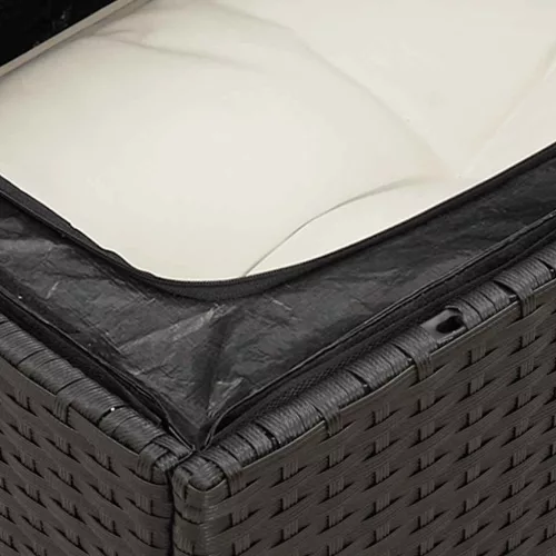  8 részes fekete polyrattan kerti ülőgarnitúra párnákkal